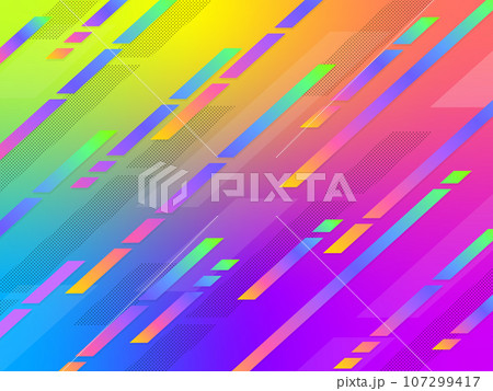 背景画像 カラフルグラデーションの斜線背景 ポップ ドット虹色 レインボー 七色 107299417