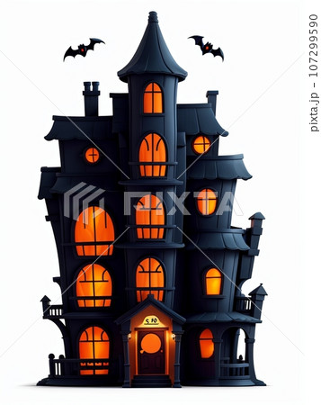 Halloween horror house vector  107299590