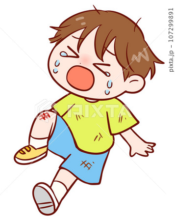 怪我をして泣く男の子 107299891
