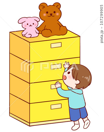 タンスの上のぬいぐるみを取りたい男の子 タンスの上のぬいぐるみを取りたい男の子 107299905