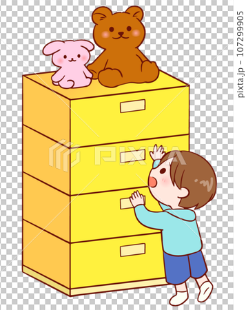 タンスの上のぬいぐるみを取りたい男の子 タンスの上のぬいぐるみを取りたい男の子 107299905