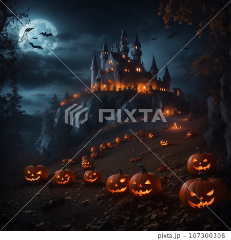 Scary Halloween pumpkin  107300308