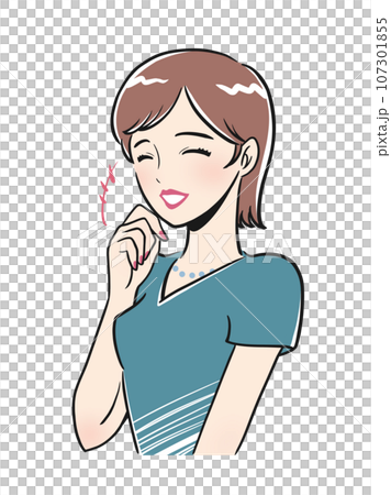 ご機嫌で楽しそうに笑う上品な若い女性のイラスト素材 [107301855] - PIXTA