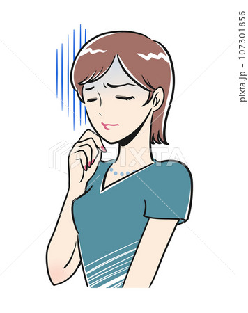 青ざめてうなだれる上品な若い女性 青ざめてうなだれる上品な若い女性 107301856