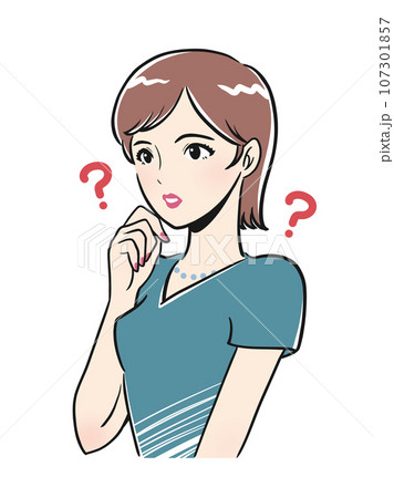 疑問を持つ上品な若い女性 疑問を持つ上品な若い女性 107301857