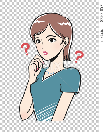 疑問を持つ上品な若い女性 疑問を持つ上品な若い女性 107301857