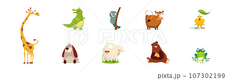 Funny Animal and Comic Creature Character Vector Set Funny Animal and Comic Creature Character Vector Set 107302199