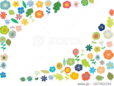 北欧風　素朴な花柄フレーム3 107302254