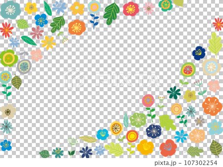 北欧風　素朴な花柄フレーム3 107302254