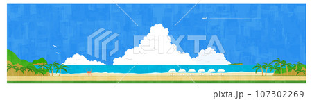 夏の海辺　背景素材　横位置 107302269