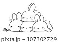 Rabbits coloring page in kawaii style, vector illustration in Japanese style. 107302729