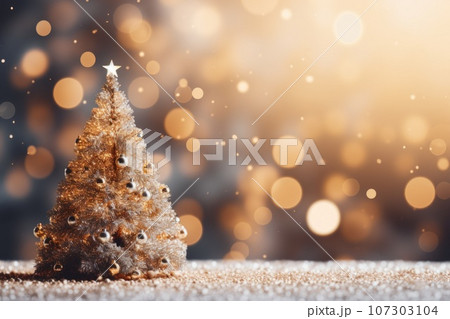 Decorated Christmas tree with shiny lights in blurred. Beautiful Christmas festive background. Decorated Christmas tree with shiny lights in blurred. Beautiful Christmas festive background. 107303104