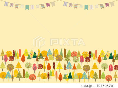 北欧風 秋色な森とガーランド フレーム 107303701