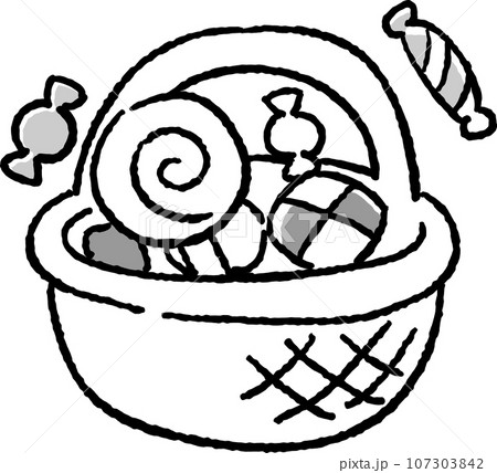 お菓子の入ったバスケット(モノクロ) お菓子の入ったバスケット(モノクロ) 107303842