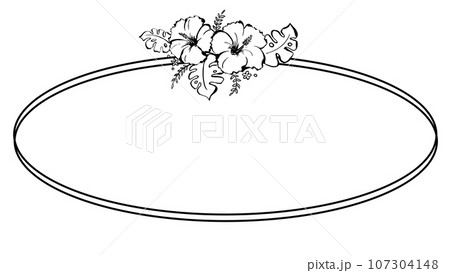 ハイビスカスの飾りフレーム 107304148