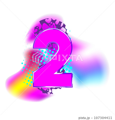 Colorful gradient halftone number two. Anniversary design. 107304411