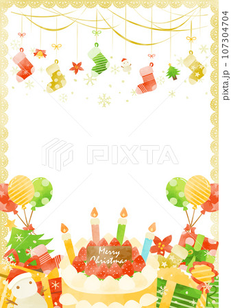 カラフルなクリスマスのフレーム 107304704