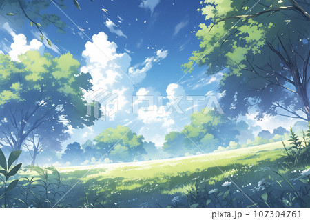 新緑の葉と青空「AI生成画像」 107304761