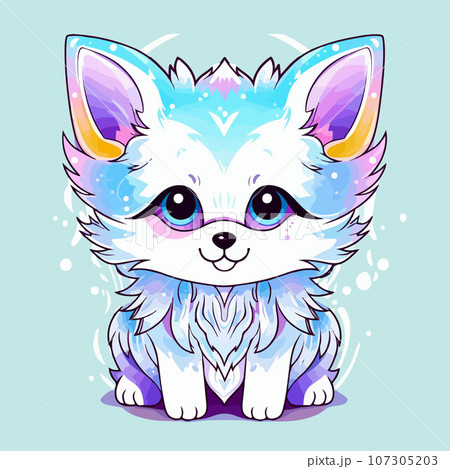 Arctic foxt shirt design graphic, cute happy kawaii style Arctic foxt shirt design graphic, cute happy kawaii style 107305203