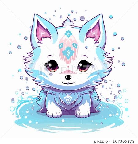 Arctic foxt shirt design graphic, cute happy kawaii style 107305278