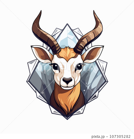 Antelope t-shirt design graphic, cute happy kawaii style, clear outline Antelope t-shirt design graphic, cute happy kawaii style, clear outline 107305282