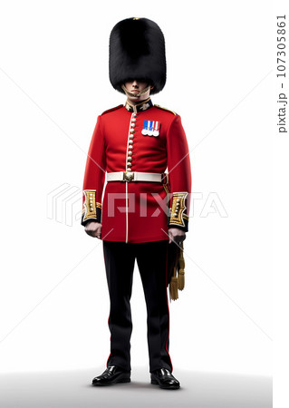 Illustration of a British Royal Guard soldier. United Kingdom 107305861