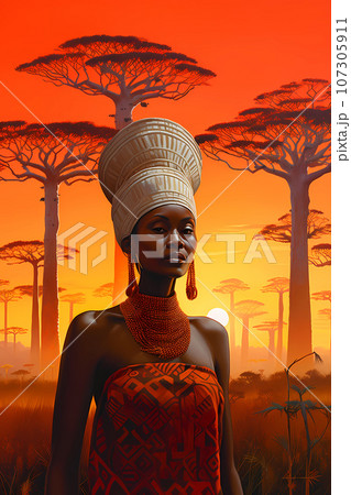 Illustration of a beautiful view of Madagascar Illustration of a beautiful view of Madagascar 107305911