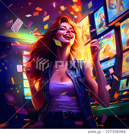 Illustration of entertainment and gambling in a luxury casino 107306066
