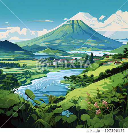 Illustration of a beautiful view of a tropical island 107306131