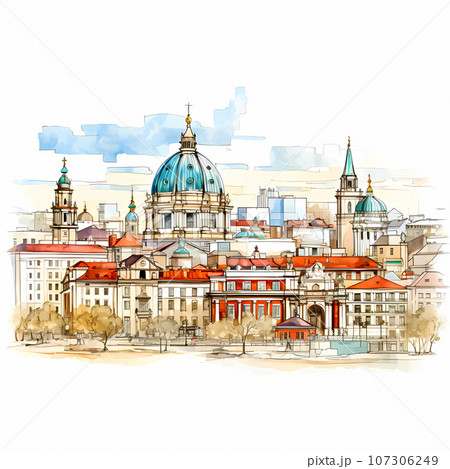 Illustration of beautiful view of Vienna, Austriaのイラスト素材 