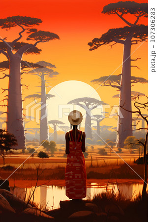 Illustration of a beautiful view of Madagascar Illustration of a beautiful view of Madagascar 107306283
