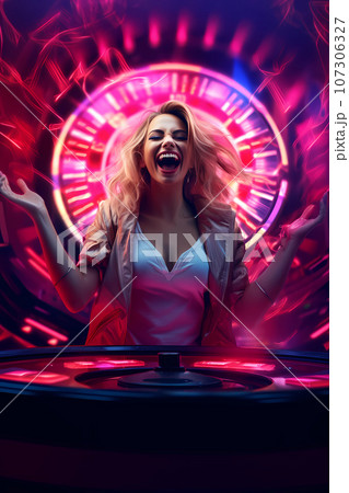 Illustration of entertainment and gambling in a luxury casino 107306327