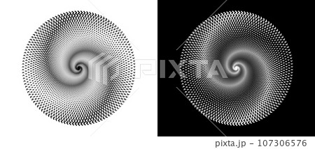 Abstract background with arrows in circle. Art design spiral as logo or icon. A black figure on a white background and an equally white figure on the black side. 107306576