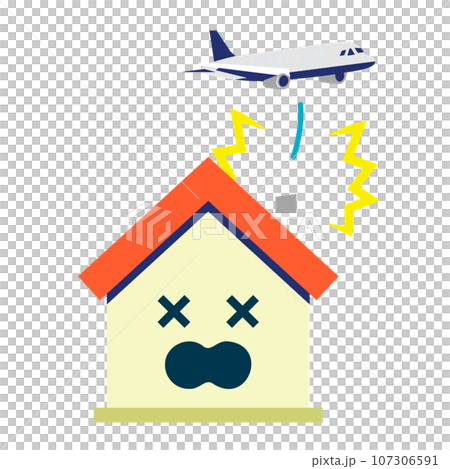 Vector illustration of a house damaged by falling objects (with facial expressions) Vector illustration of a house damaged by falling objects (with facial expressions) 107306591