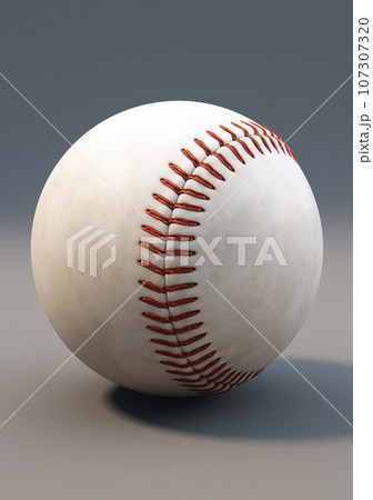 少し汚れた野球ボールのリアルイラスト 107307320