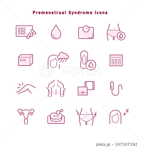生理前症候群(PMS)のアイコンセット 生理前症候群(PMS)のアイコンセット 107307392