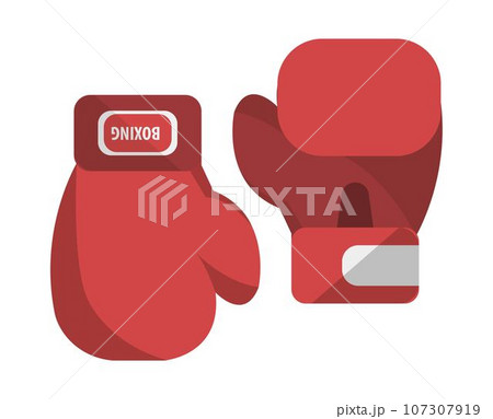 Boxing gloves with label, sports equipment vector 107307919