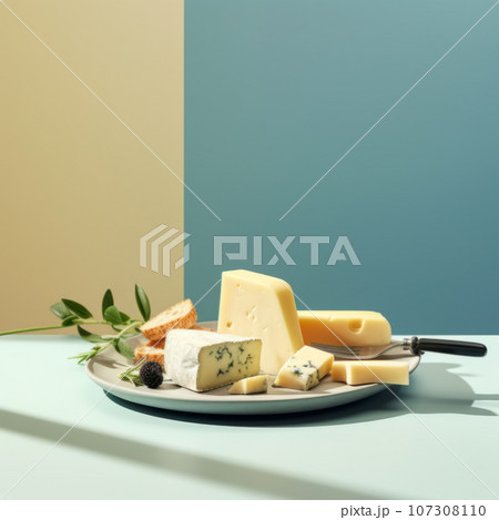 Assortment of cheese with fruits and nuts 107308110