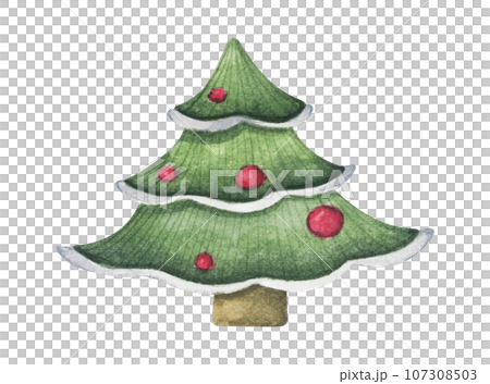 Watercolor Christmas and new year tree, Christmas pine. Watercolor Christmas and new year tree, Christmas pine. 107308503