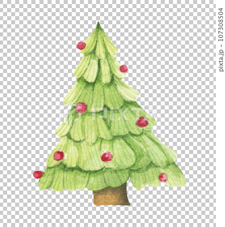 Watercolor Christmas and new year tree, Christmas pine. Watercolor Christmas and new year tree, Christmas pine. 107308504