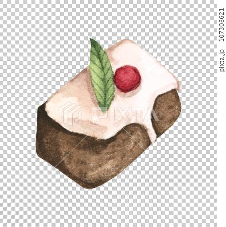 Christmas dessert. Holiday watercolor illustration. 107308621