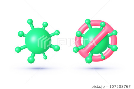 Virus icon 3d, great design for any purposes. Vector illustration Virus icon 3d, great design for any purposes. Vector illustration 107308767