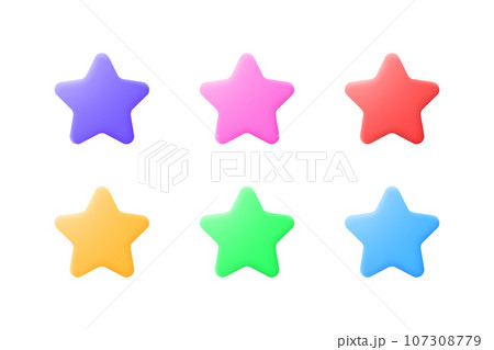 Abstract illustration with 3d stars color set on white background for decorative design. Vector illustration 107308779