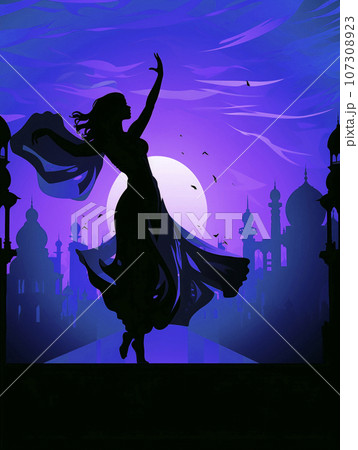  アラビアンナイトの美しい踊り子のシルエット AI画像のイラスト素材 [107308923] - PIXTA Motiv 