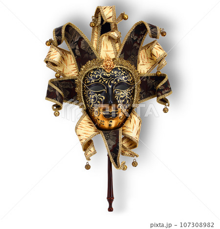 Venice carnival mask black and gold 107308982