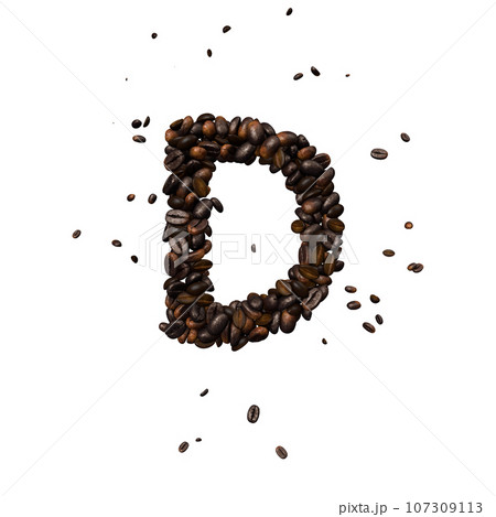 Coffee text typeface out of coffee isolated the character  D 107309113