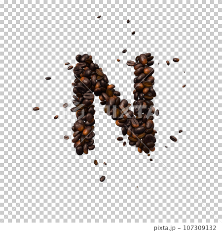 Coffee text typeface out of coffee isolated the character N Coffee text typeface out of coffee isolated the character N 107309132