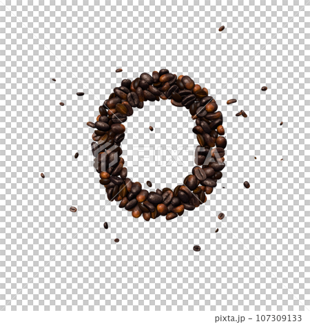 Coffee text typeface out of coffee isolated the character O Coffee text typeface out of coffee isolated the character O 107309133