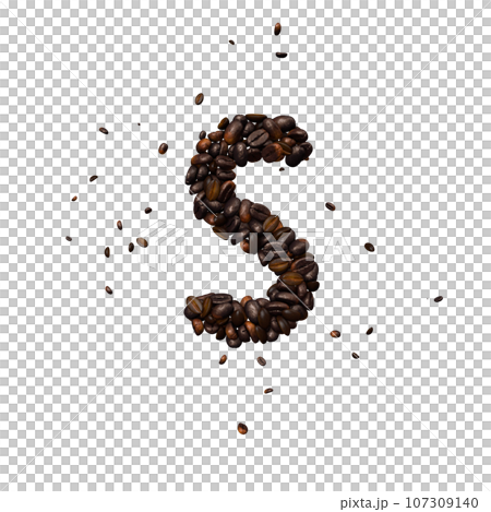 Coffee text typeface out of coffee isolated the character  S 107309140