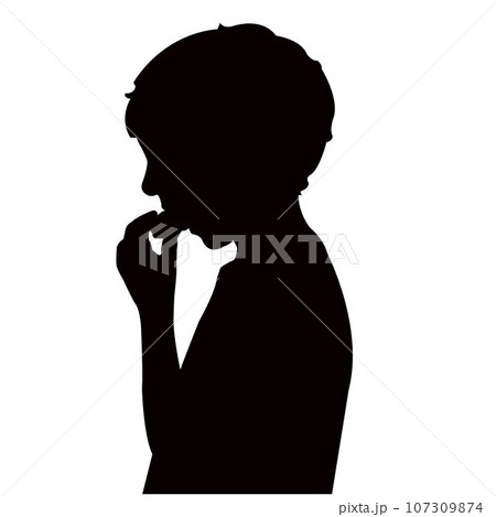 a boy eating, silhouette vectorのイラスト素材 [107309874] - PIXTA